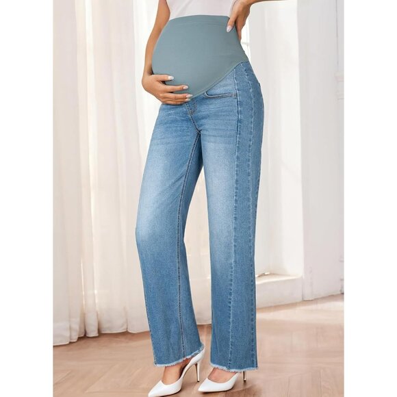 Maternity Jeans Womens Stretch Denim Ripped Boyfriend Size Small - Picture 4 of 7